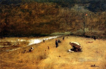 banquet of the officers of the st george civic guard company 1 Painting - Along the Jersey Shore landscape Tonalist George Inness